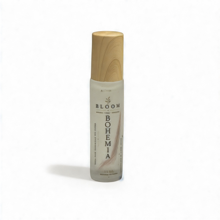 Bohemia perfume oil 15 mL roll-on with wooden cap on a white background