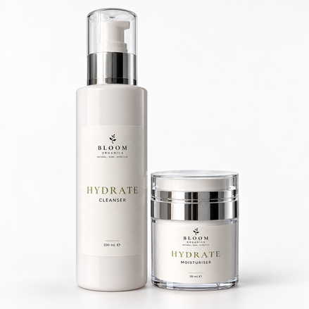 Hydrate Duo — Cleanser & Moisturiser cleanser and moisturiser on a white background