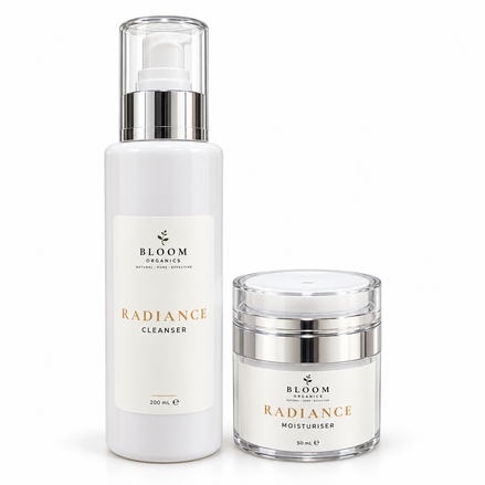 Radiance Duo — Cleanser & Moisturiser cleanser and moisturiser on a white background
