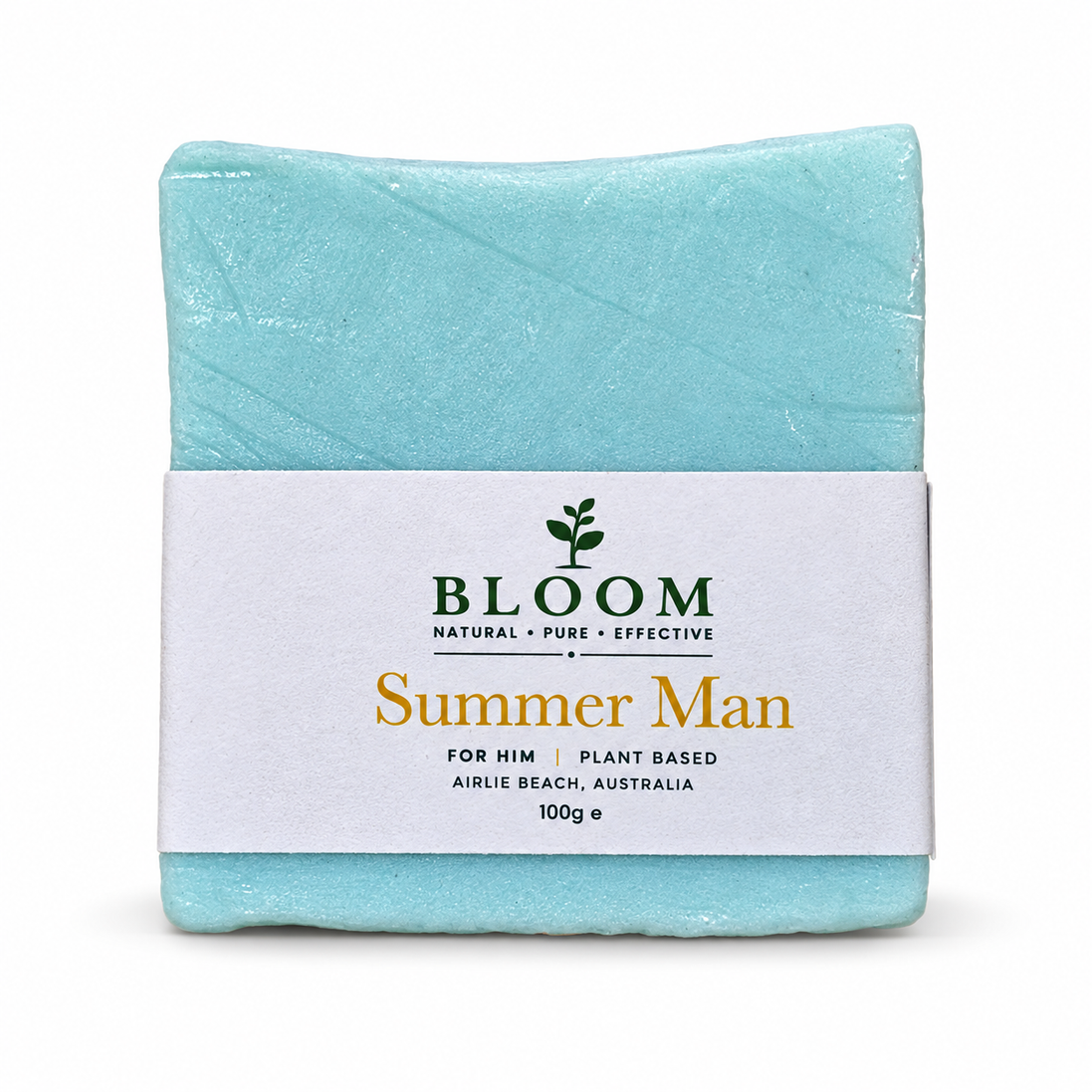 Summer Man soap bar in Bloom Organics packaging on a white background