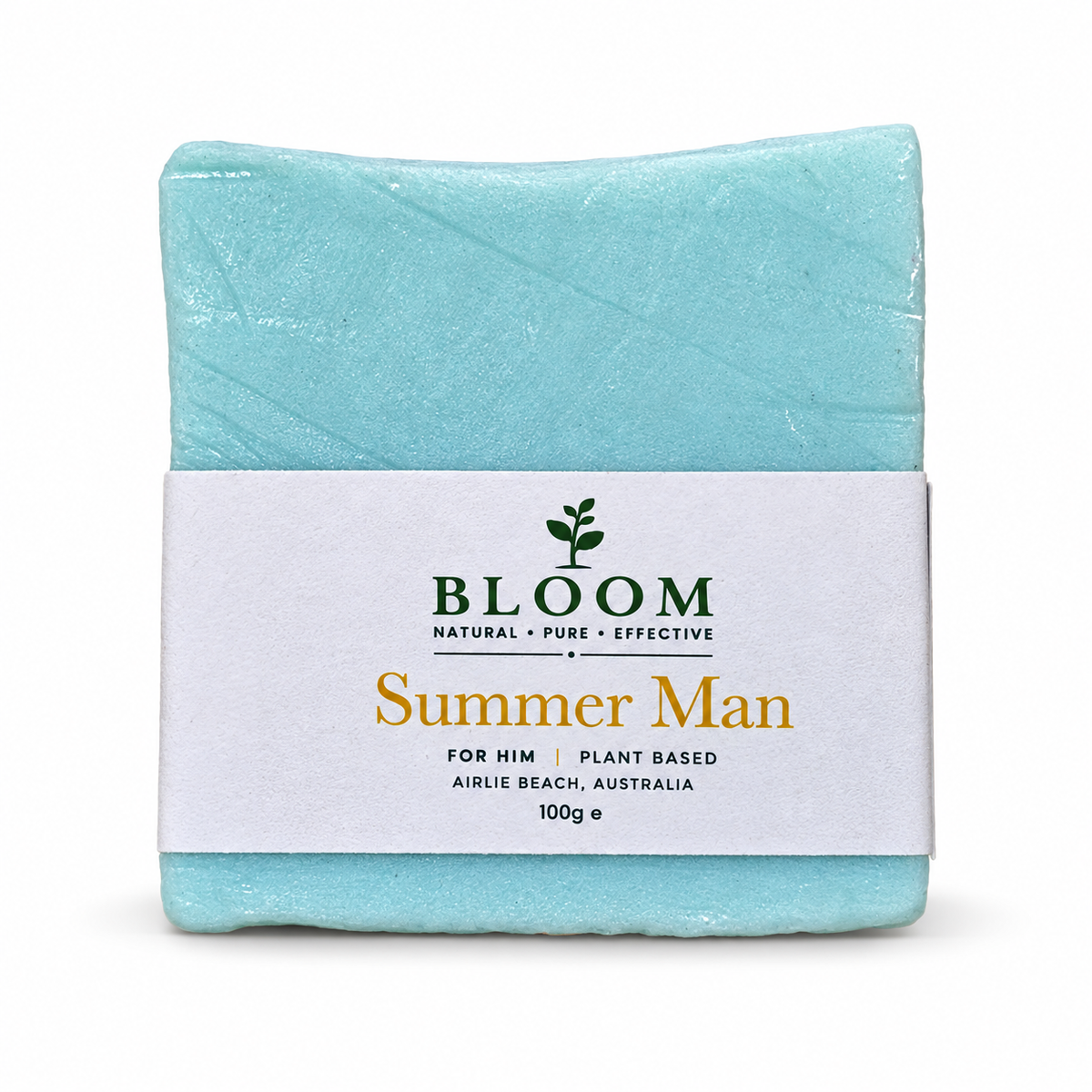 Summer Man soap bar in Bloom Organics packaging on a white background